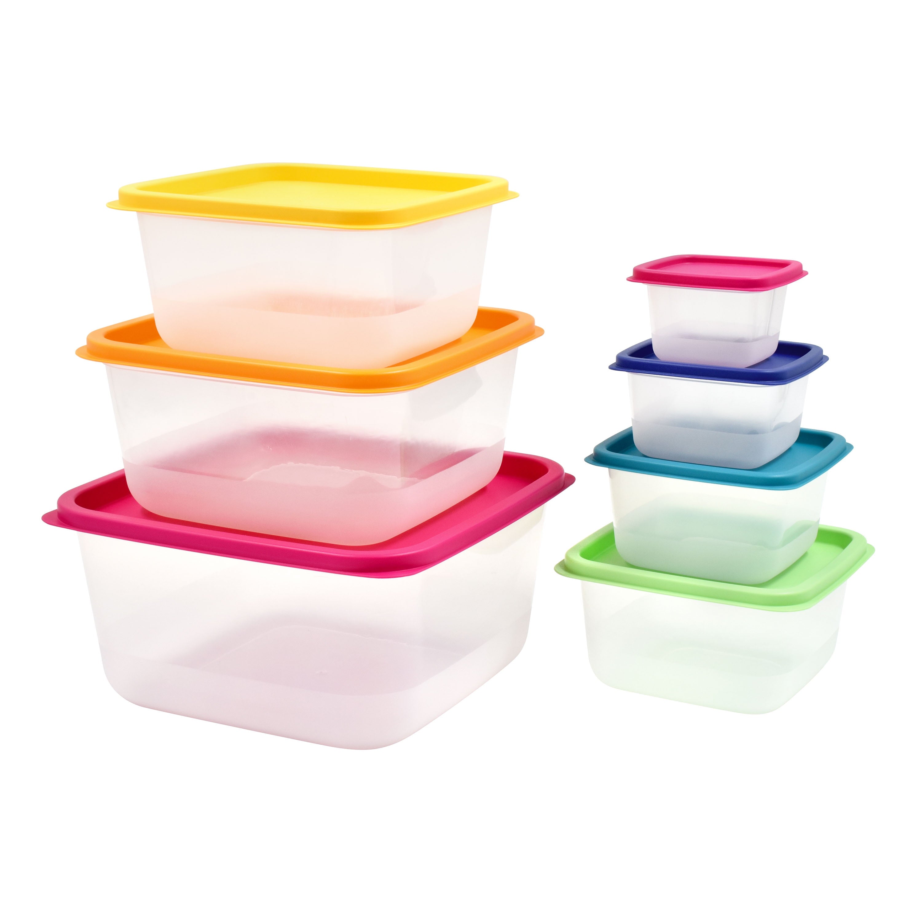Sweet Treat Shaped Plastic Rainbow Food Storage Set, Multi Color, 14 Count, Best Used for Leftover Storage and Reheating - Playful Star & Heart Shaped Geometric NeeDoh Detail