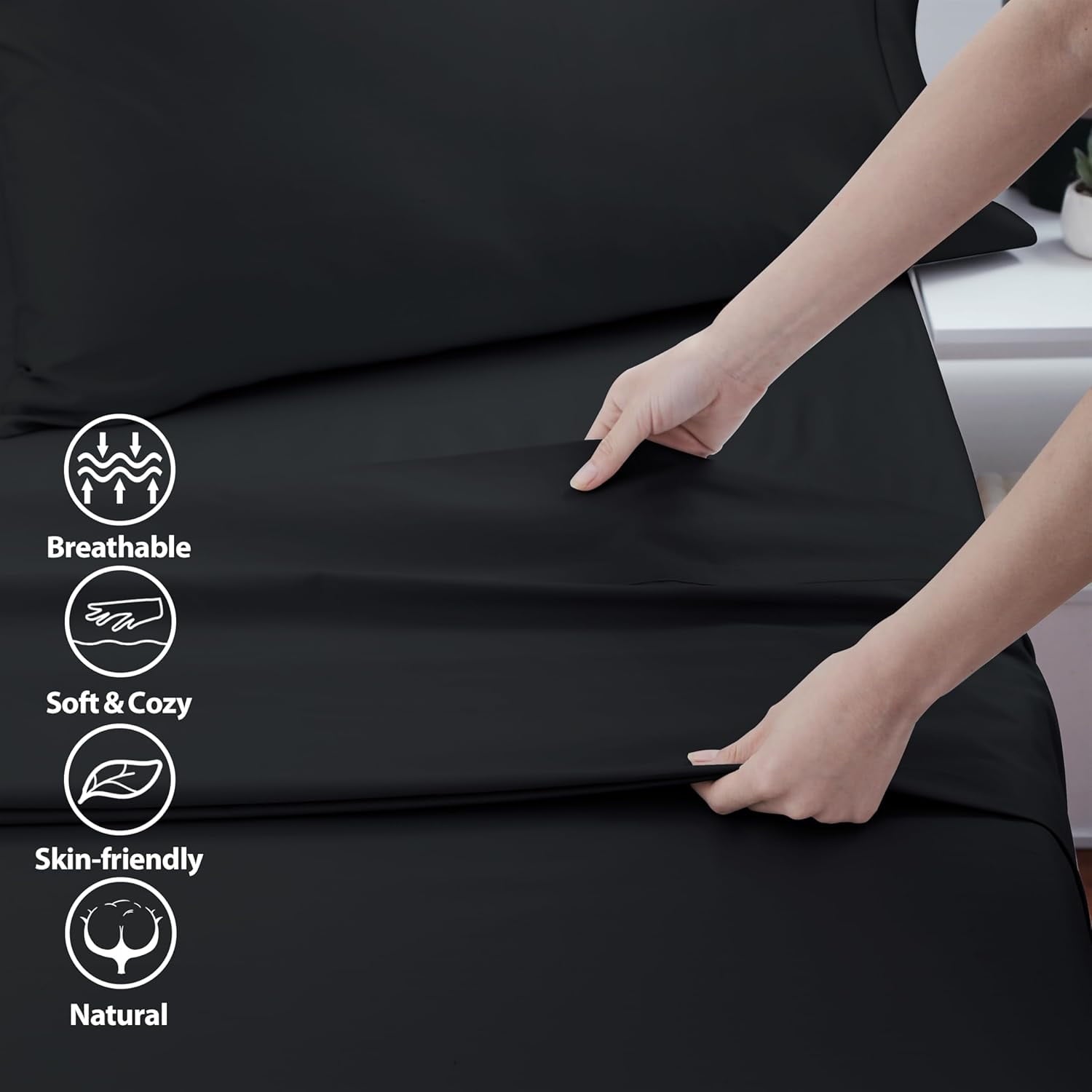 Breathable Luxury Sheet Only, 600 Thread Count 100% Egyptian Top Sheet 1Pcs, Cool & Breathable Bed Sheets Wrinkle, Fade, Stain Resistan... - Luxury Bed Sheet Set with Deep Pockets Detail