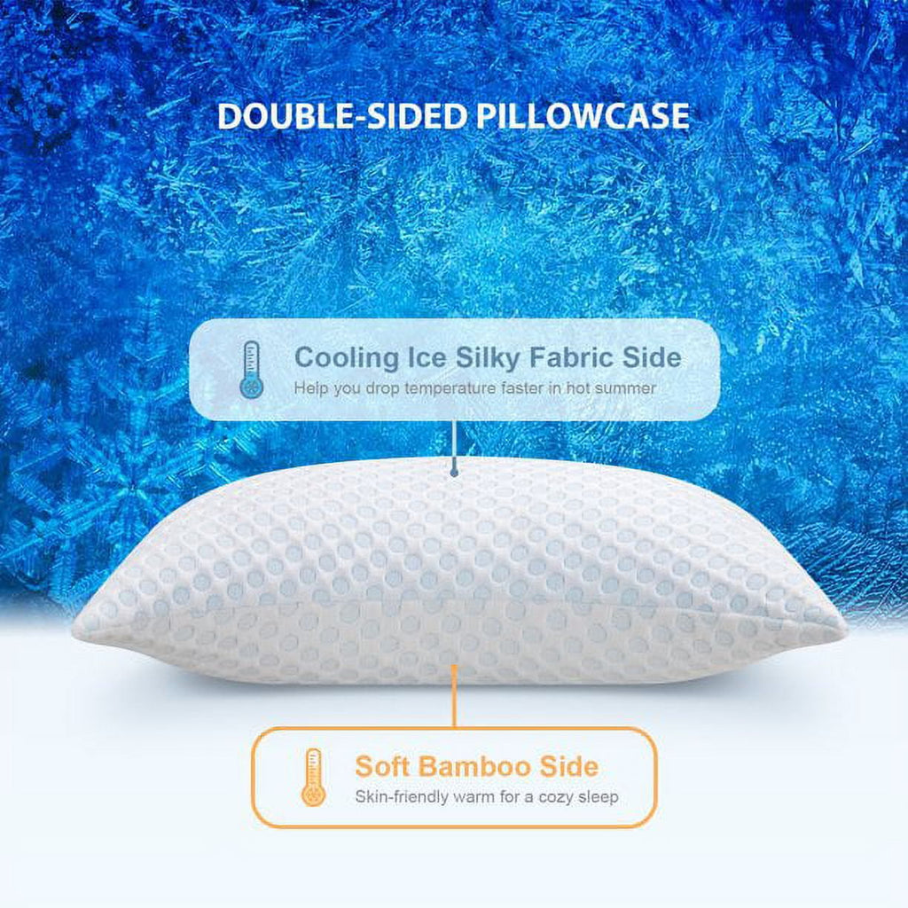 Orthopedic Support Cooling Shredded Memory Foam Bed Pillows Adjustable Firm Support Pillow for Side and Back Sleepers Curved Pillows Set... - Orthopedic Shredded Foam Bed Pillow Set Detail