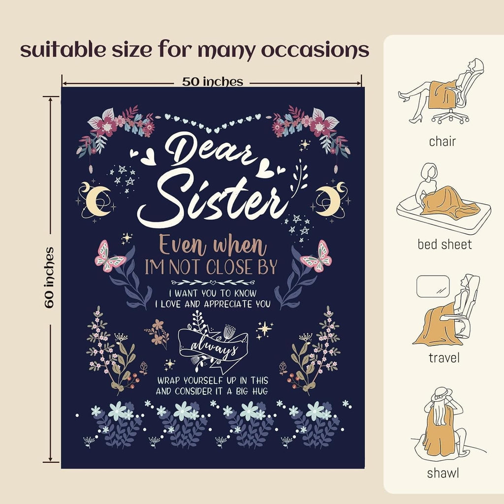 Cozy Fleece Sister Gifts Blanket, Sisters Gifts on Mother's Day, Blanket Present for Sisters on Valentine's Day, Happy Birthday S... - Cozy Fleece Throw Blanket for Couch & Bed Detail