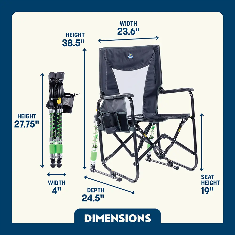 Luxury Camp Adjustable Rocker - Choice 573 - Patented Spring-Action Rocking Chair for Camping Detail