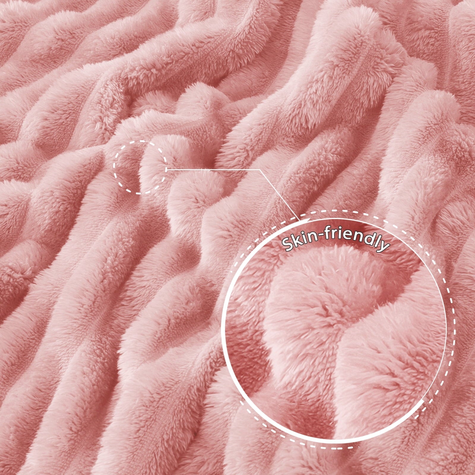 Decorative Knitted Fleece Throw Blanket for Couch, Super Soft 3D Striped Jacquard Blanket, Lightweight Fuzzy Cozy Blankets, Pink, 50"x60" - Lightweight Plush Warm Blanket for All Seasons Detail