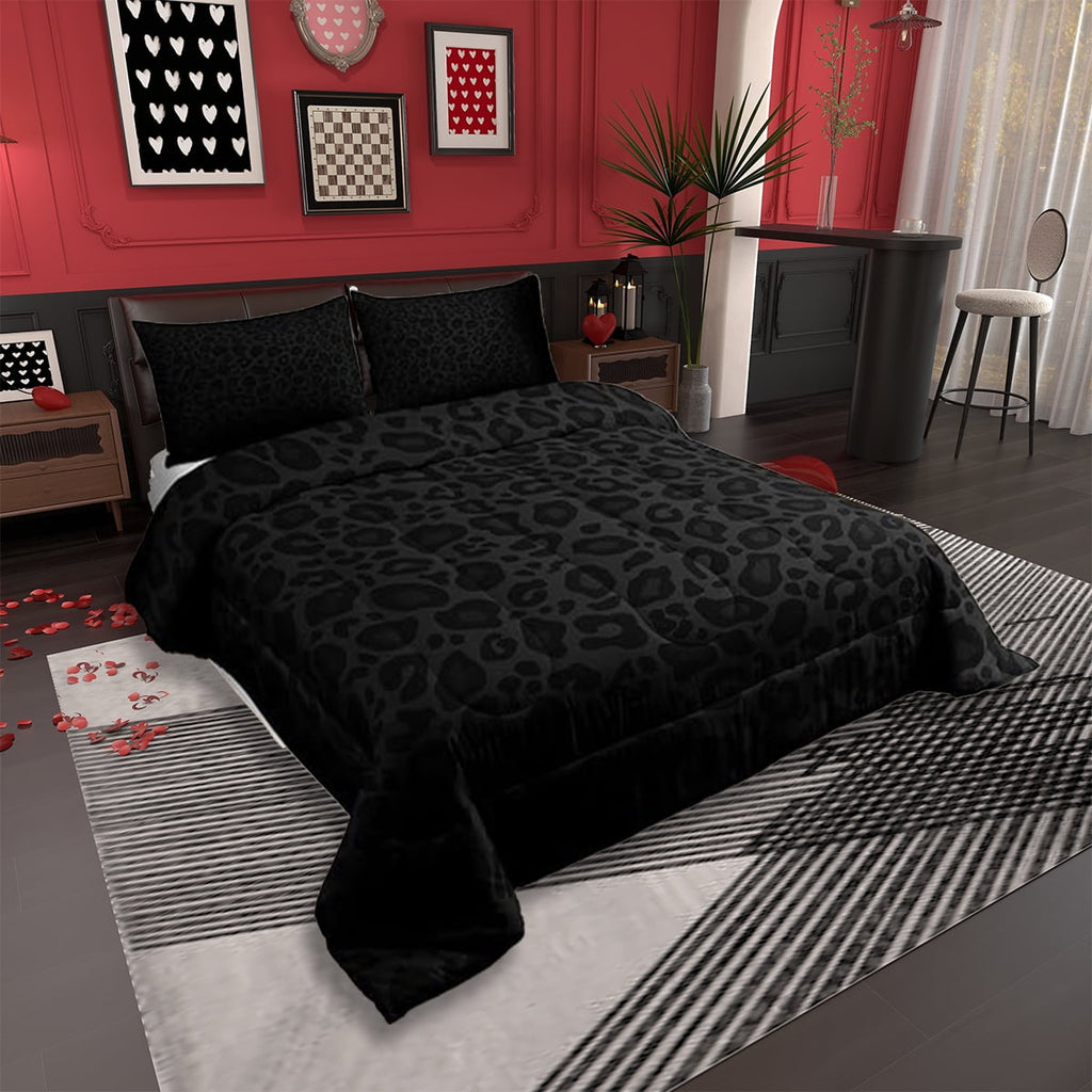 Hypoallergenic Cloud Leopard Print Comforter Set Full Size,Abstract Cheetah Texture Bedding Set,Women Room Decor,Rustic Farmhouse Retro Do... - Hypoallergenic Ultra-Fluffy Quilt for Winter Detail