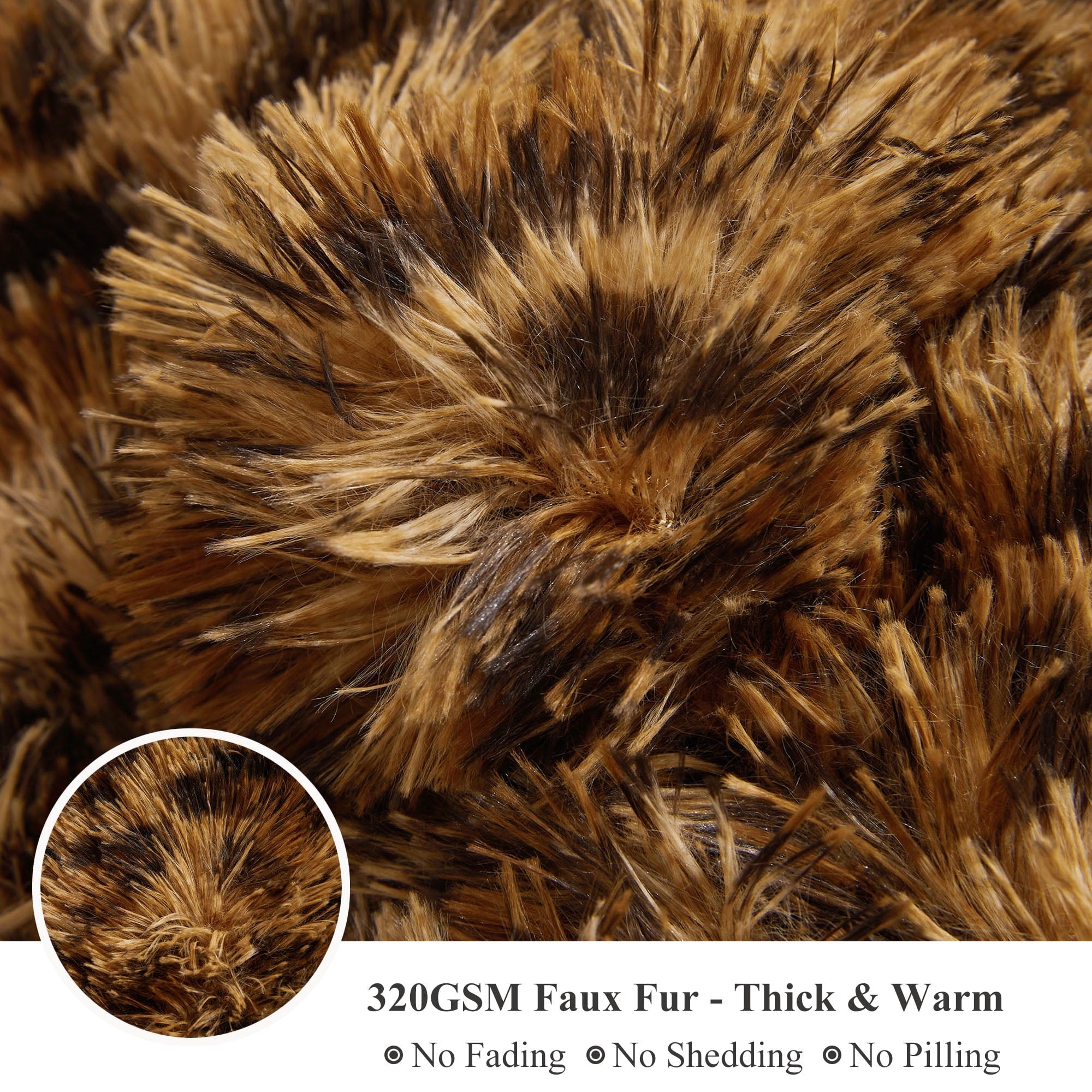 Reversible Sherpa Luxury Faux Fur Leopard Print Throw, Soft 50x60 Cheetah Print Fluffy Blanket, Shaggy Plush Decorative Couch Throw, Cu... - Super Soft Reversible Sherpa Flannel Blanket Detail