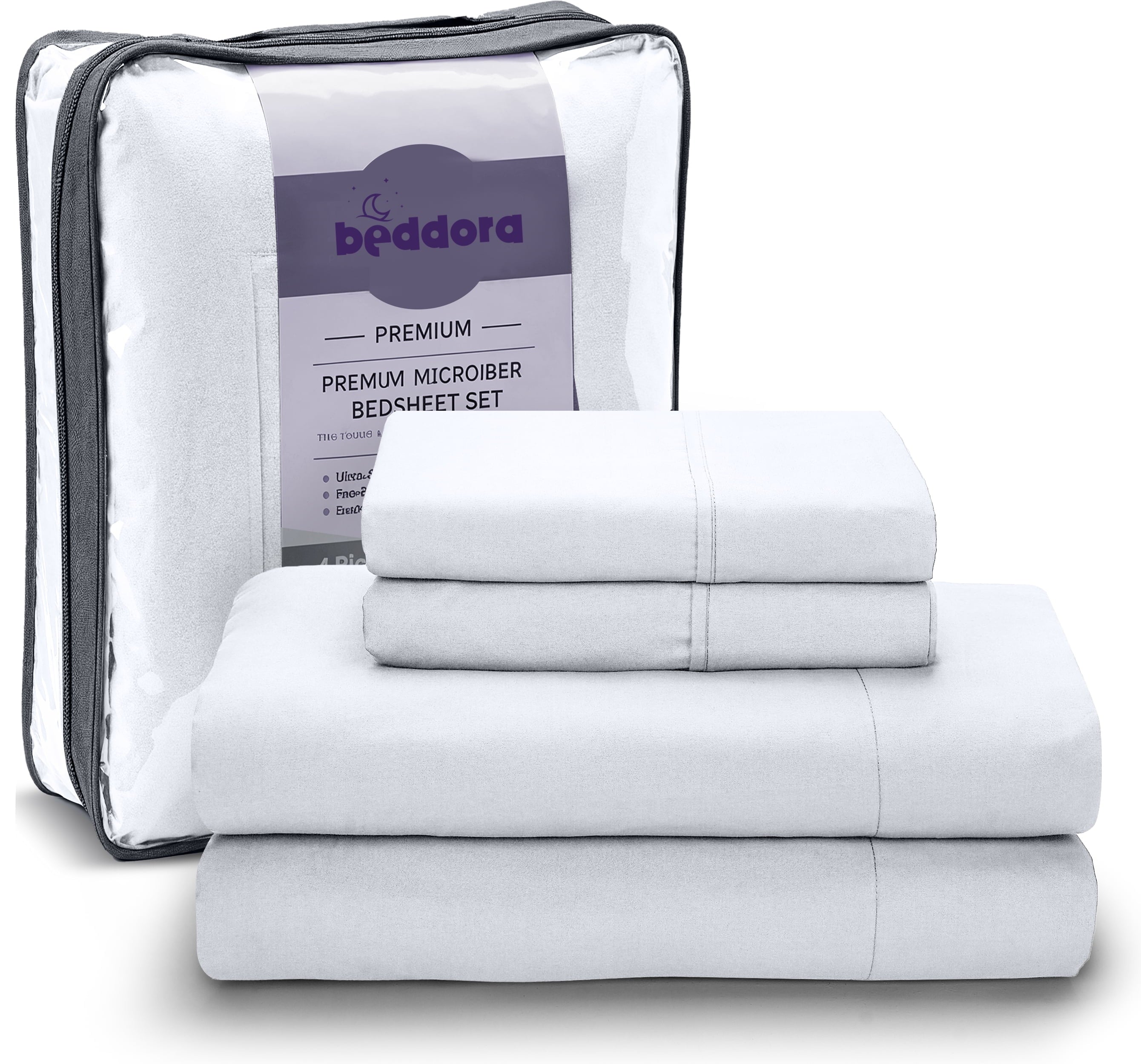 Ultra-Soft Queen Size Bed Sheet Set in Bright White – 4 Piece Microfiber Sheets, Ultra-Soft, Deep Pocket, Wrinkle-Resistant, Eas... - Luxury Bed Sheet Set with Deep Pockets Detail