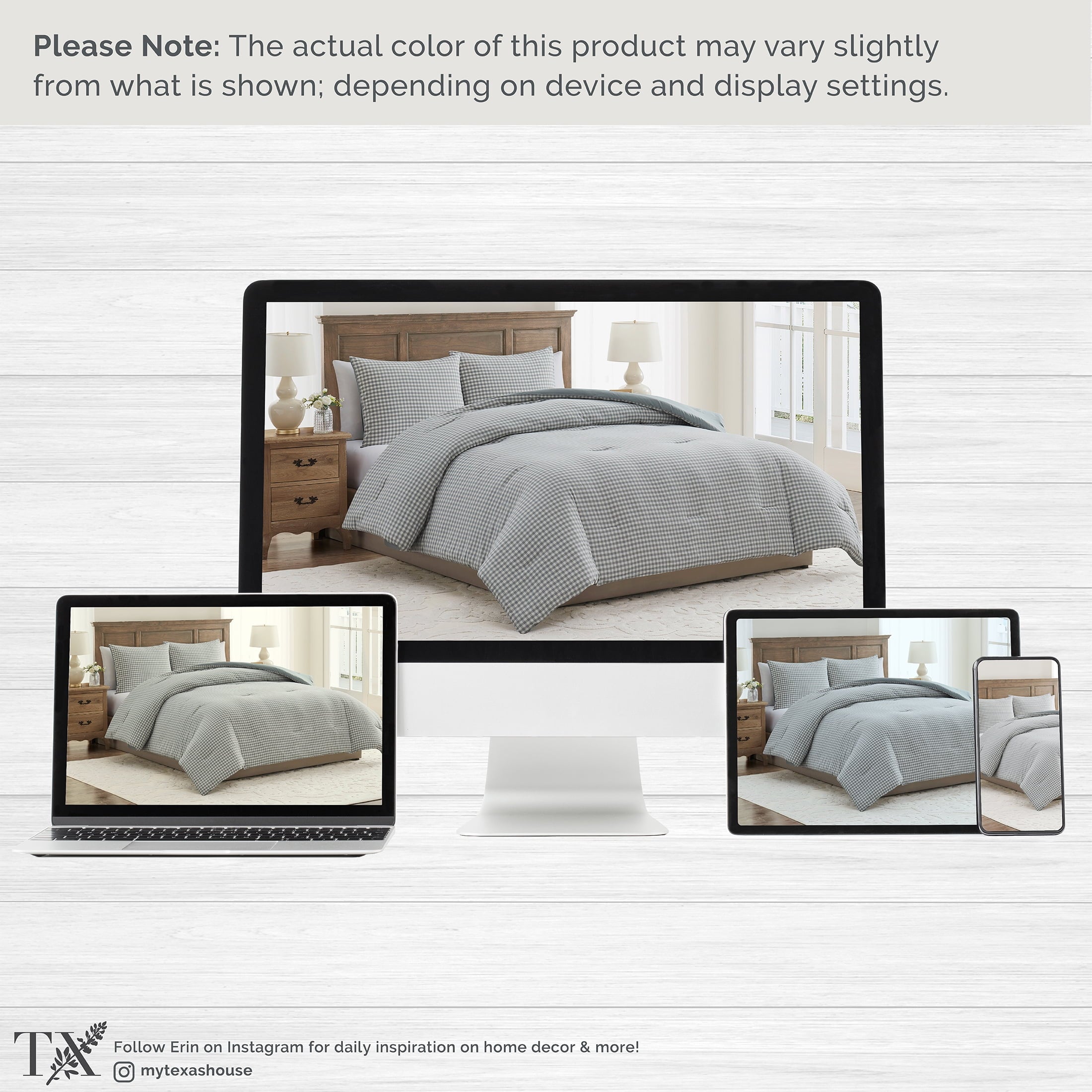 Fluffy Down Alternative Full/Queen Comforter Set, All-Season, 3-Piece, Green Gingham Plaid - Hypoallergenic Ultra-Fluffy Quilt for Winter Detail