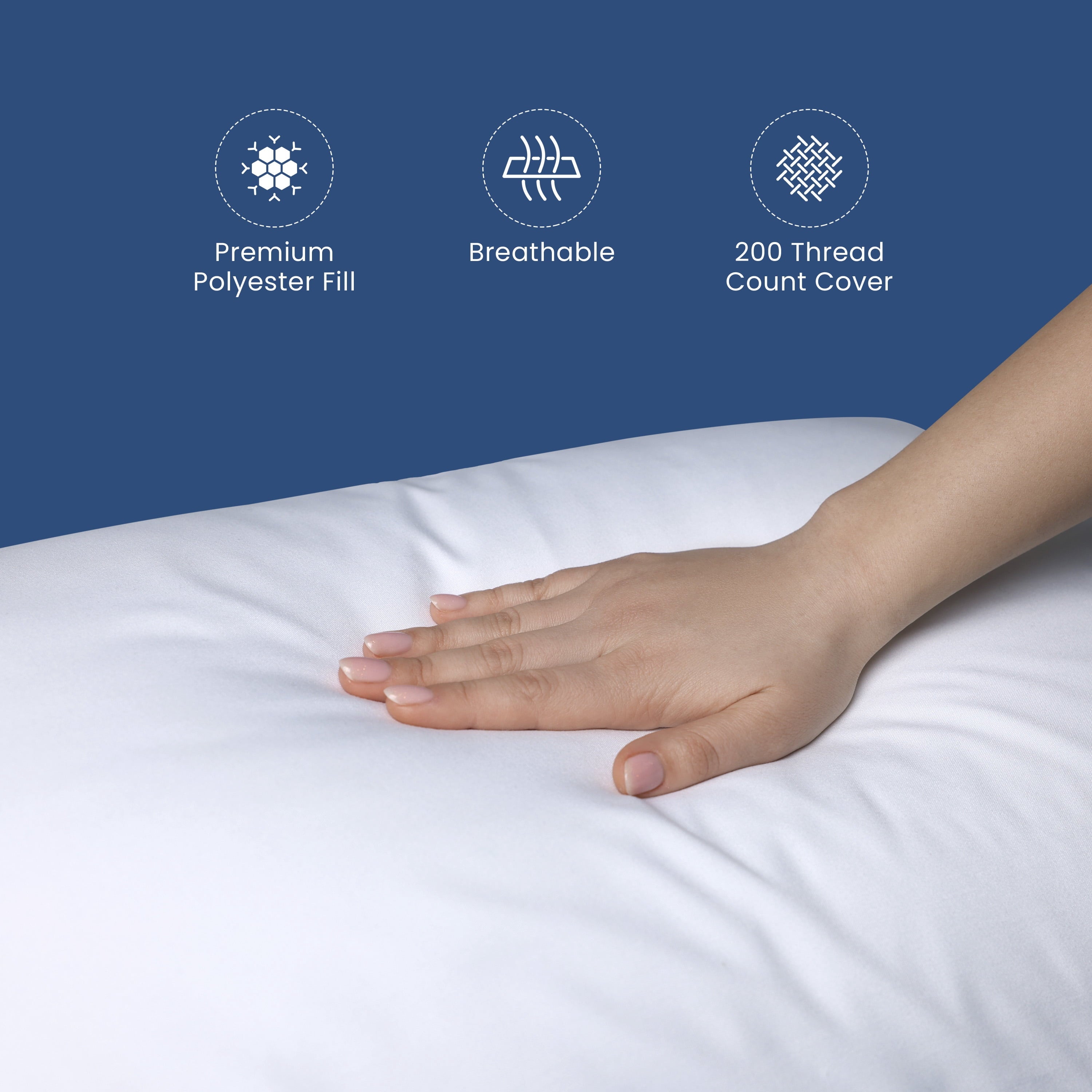 Ergonomic Memory Foam Down Alternative White Euro Pillow Insert 26x26 – Soft & Durable - Hotel Quality Plush Sleeping Pillows Detail