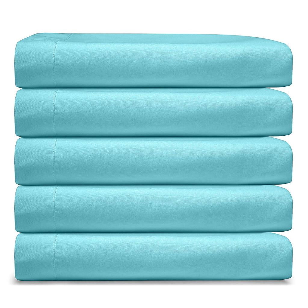 Premium Egyptian Cotton RV/Short Queen 6-Piece Bed Set for Campers - Deep Pocket Fitted Sheet Luxury Soft Microfiber, Teal - Cooling Hotel Quality Bedding Sheets and Pillowcases Detail