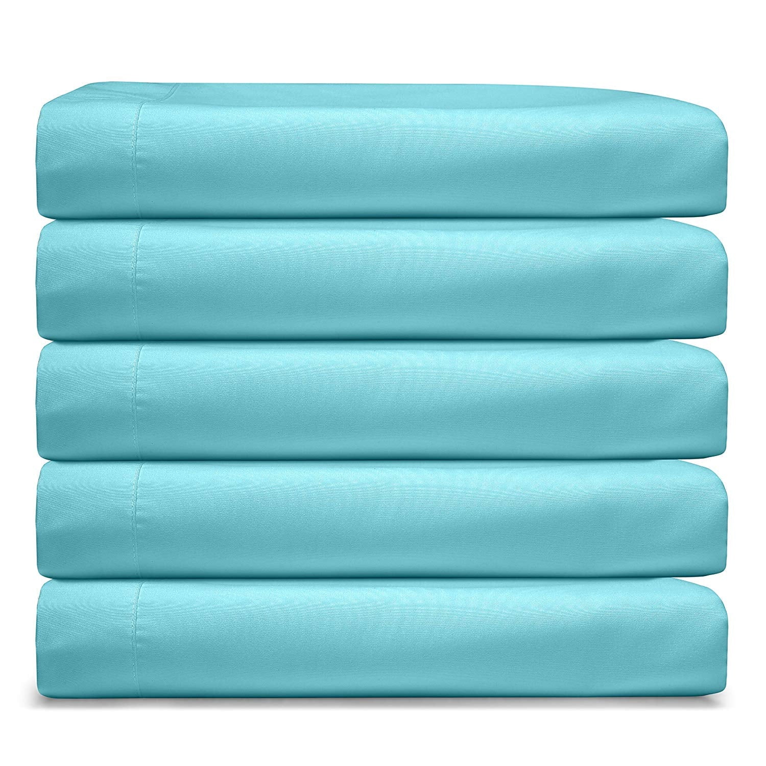 Premium Egyptian Cotton RV/Short Queen 6-Piece Bed Set for Campers - Deep Pocket Fitted Sheet Luxury Soft Microfiber, Teal - Cooling Hotel Quality Bedding Sheets and Pillowcases Detail