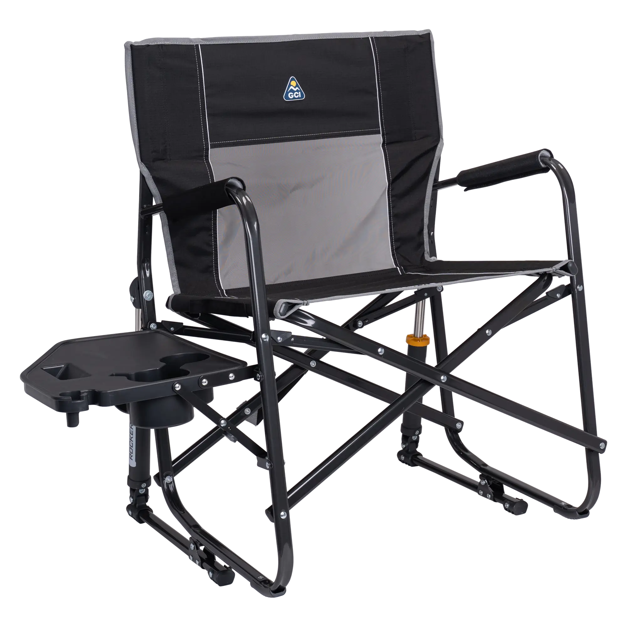 Smooth Motion Freestyle Rocker XL with Side Table - Choice 836 - Patented Spring-Action Rocking Chair for Camping - Black
