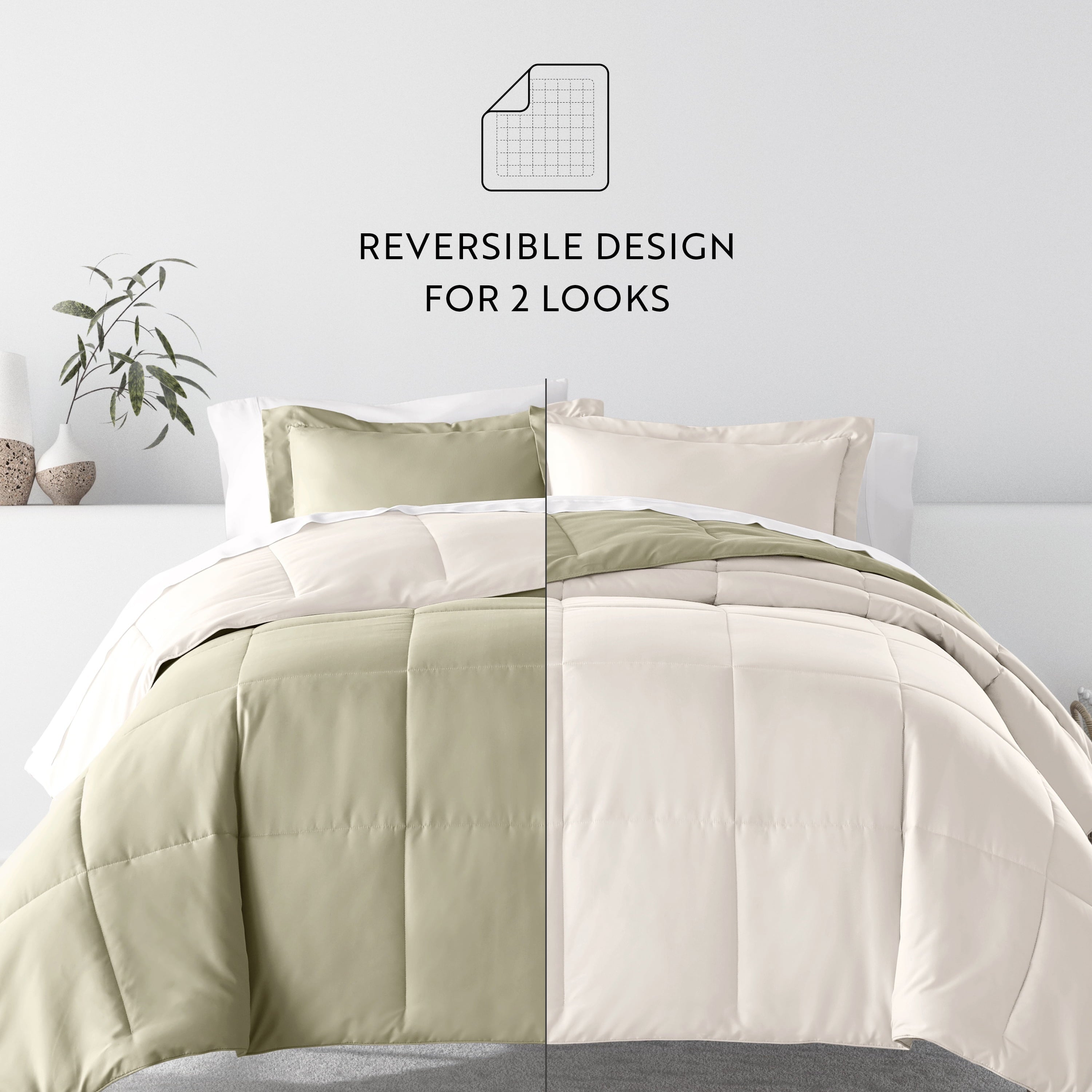 Heavyweight Warmth 5 Piece Bedding Bundle, Reversible Comforter and Patterned Sheet Set, Twin - Cloud-Like Soft Lightweight Bed Comforter Detail