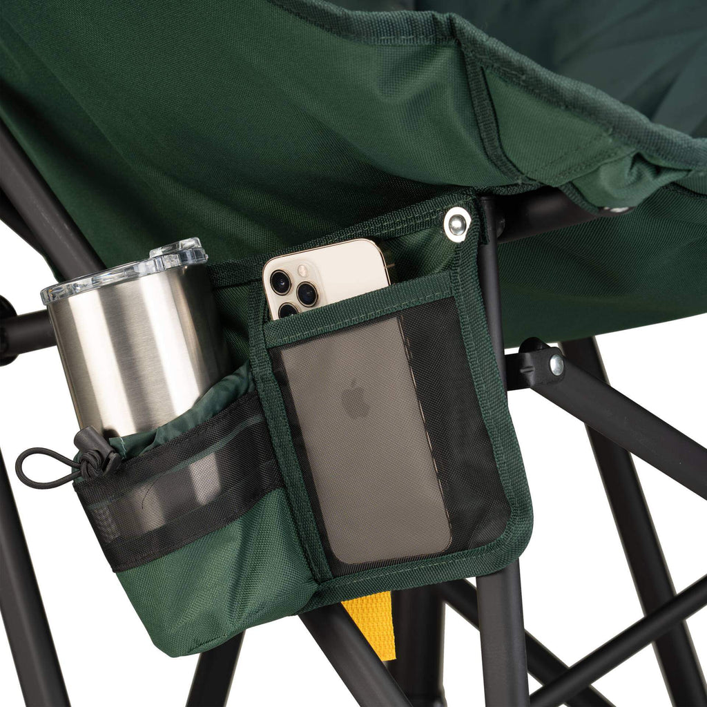 Luxury Camp Puff Rocker - Choice 731 - Heavy-Duty Kickback Rocker with Beverage Holder Detail