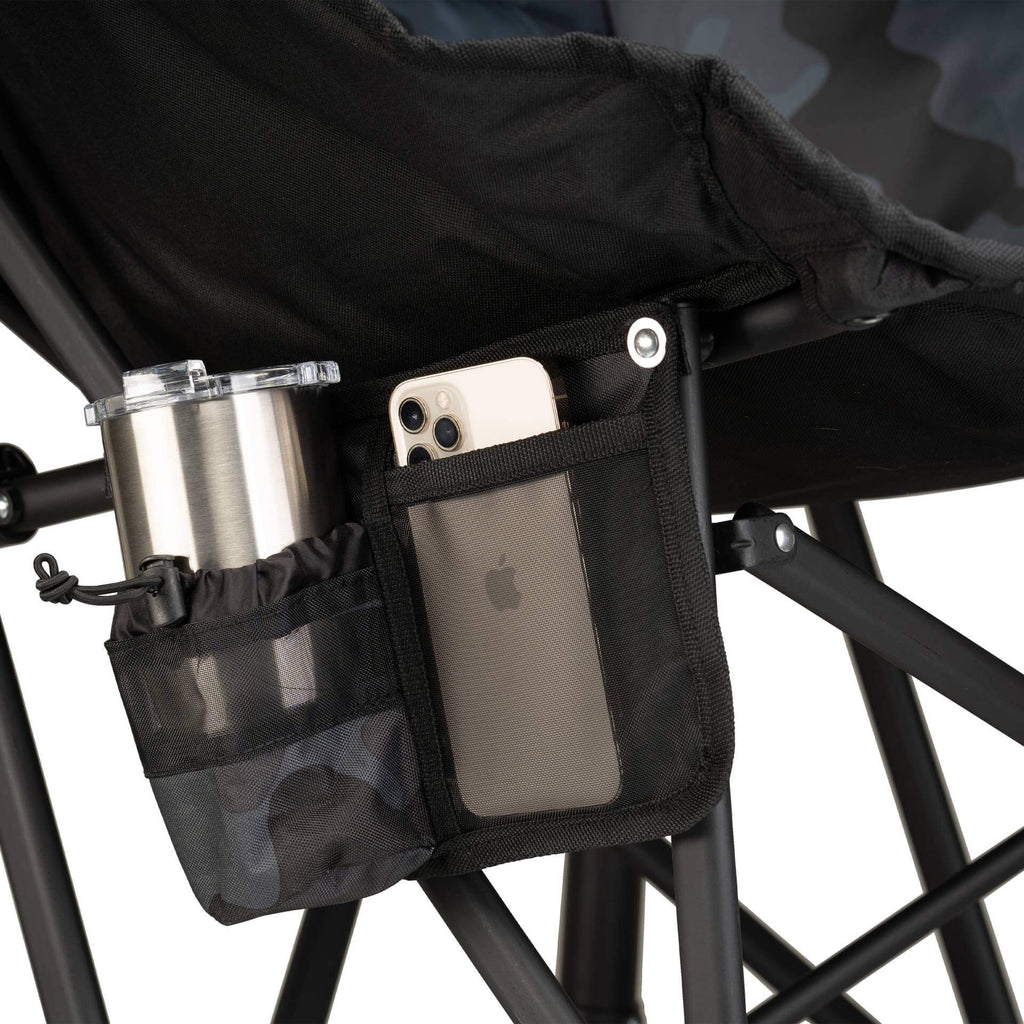 Luxury Camp Puff Rocker - Choice 731 - Heavy-Duty Kickback Rocker with Beverage Holder Detail