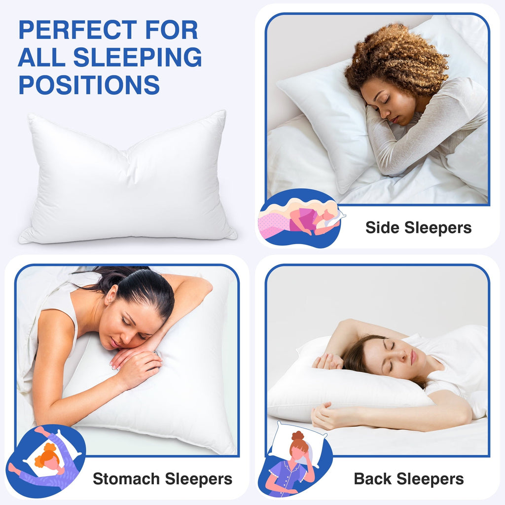 Decorative Plump Pillows and Bed Pillows Queen Size for Sleeping,With 2 Set of Soft Cotton Cover- Pack of 2 - Ergonomic Memory Foam Pillow for Neck Pain Support Detail