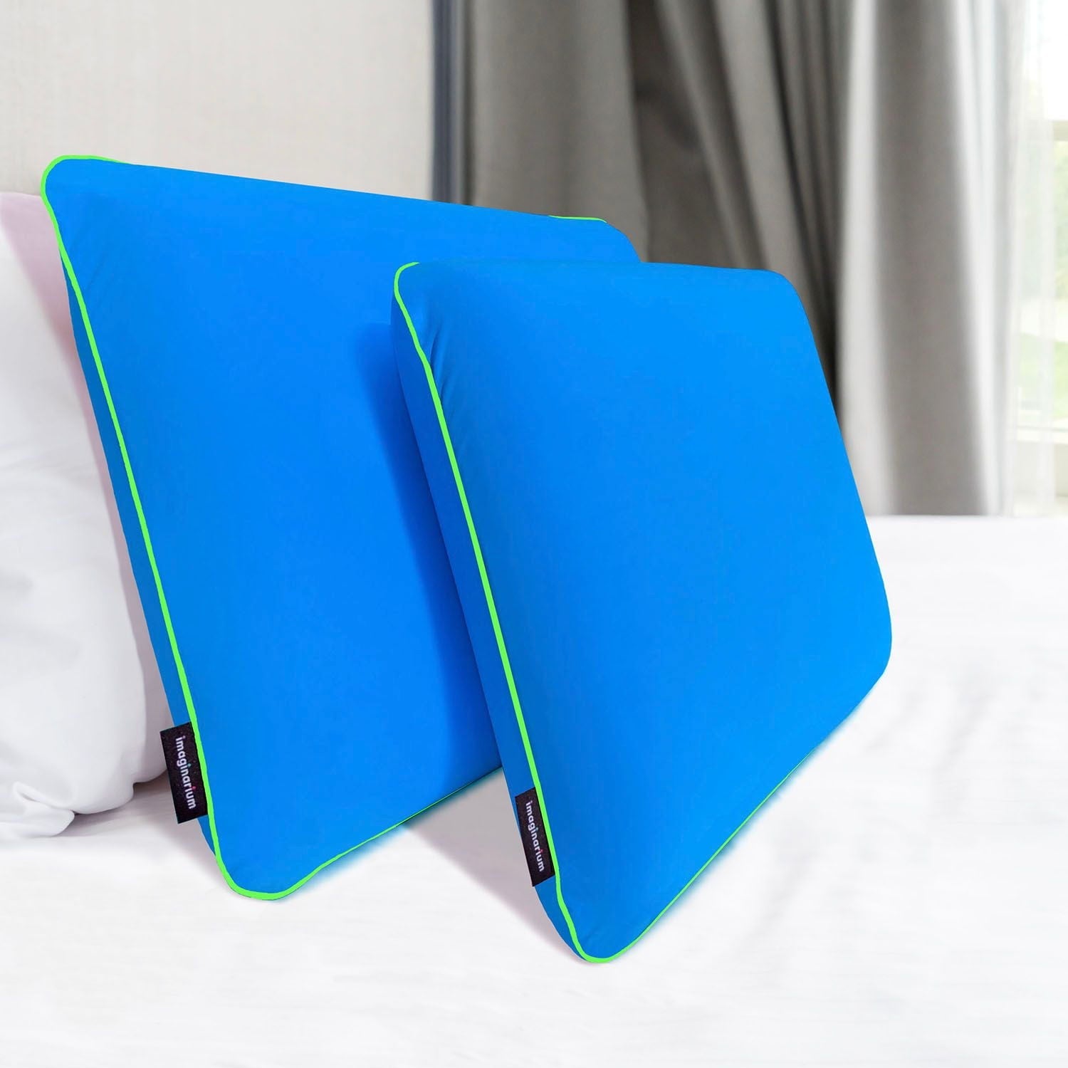 Ergonomic Memory Foam Memory Foam Fun Pillow with Cool-to-the-Touch Cover, Standard/Queen, Cosmic Blue, 2 Pack - Hotel Quality Plush Sleeping Pillows Detail