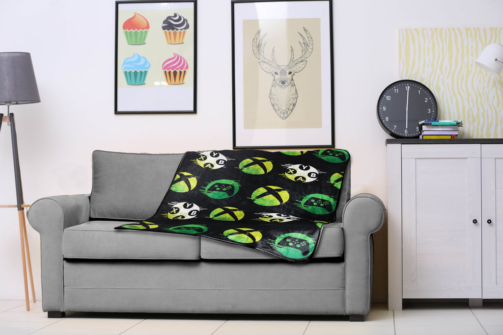 Lightweight Warm Head Glow In The Dark Kids Throw Blanket, 46 x 60, Microfiber, Black - Luxury Knitted Decorative Throw Blanket with Fringes Detail