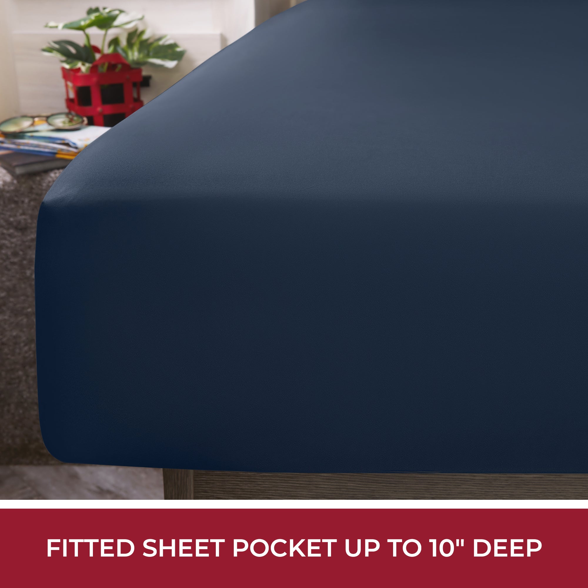 Ultra-Soft RV Sheets Queen Size Bed Set, Microfiber RV Bunk Bed Sheets, Short Queen, Navy Blue - Premium Ultra-Soft Pillowcase Pair for Sleeping Detail