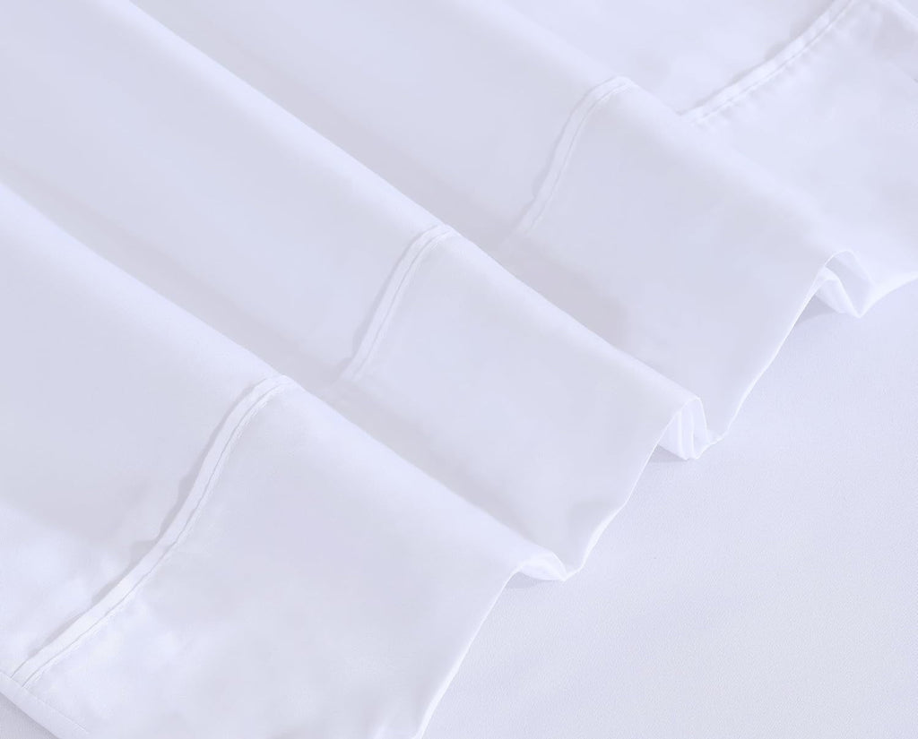 Cooling Sateen Set - Luxurious Silky Soft Microfiber Bedding - Cozy & Comfy - 15 inch Deep Pocket (Fits up to 17") Hotel Bed - 4 Pcs... - Premium Ultra-Soft Pillowcase Pair for Sleeping Detail