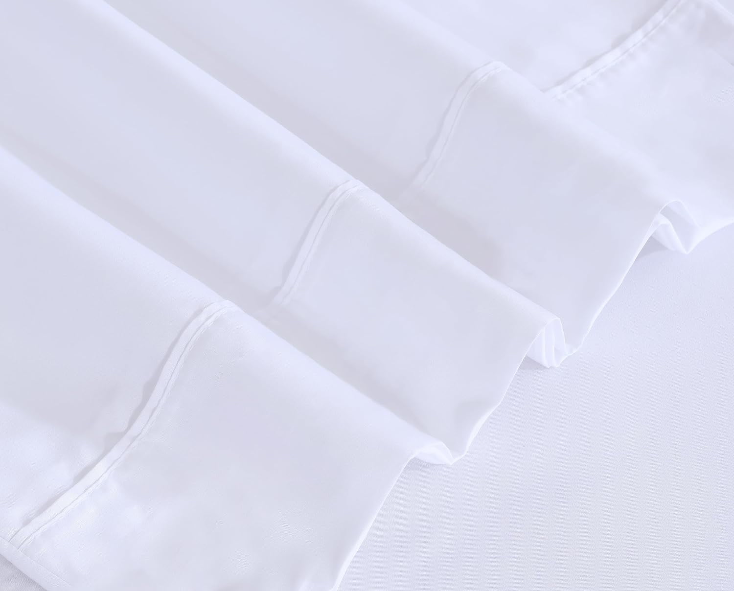Cooling Sateen Set - Luxurious Silky Soft Microfiber Bedding - Cozy & Comfy - 15 inch Deep Pocket (Fits up to 17") Hotel Bed - 4 Pcs... - Premium Ultra-Soft Pillowcase Pair for Sleeping Detail
