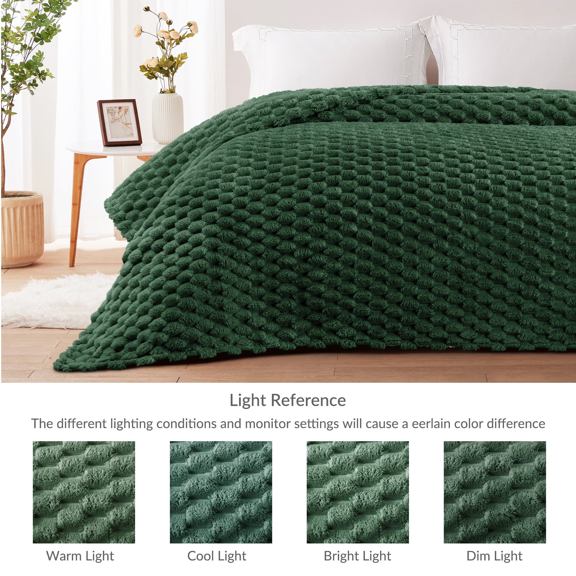 Decorative Knitted 50"x60" Throw Blanket for Couch with Expanded 3D-Jacquard Pattern, Fuzzy Soft Cozy Exquisite Blankets or All Season, ... - Super Soft Reversible Sherpa Flannel Blanket Detail