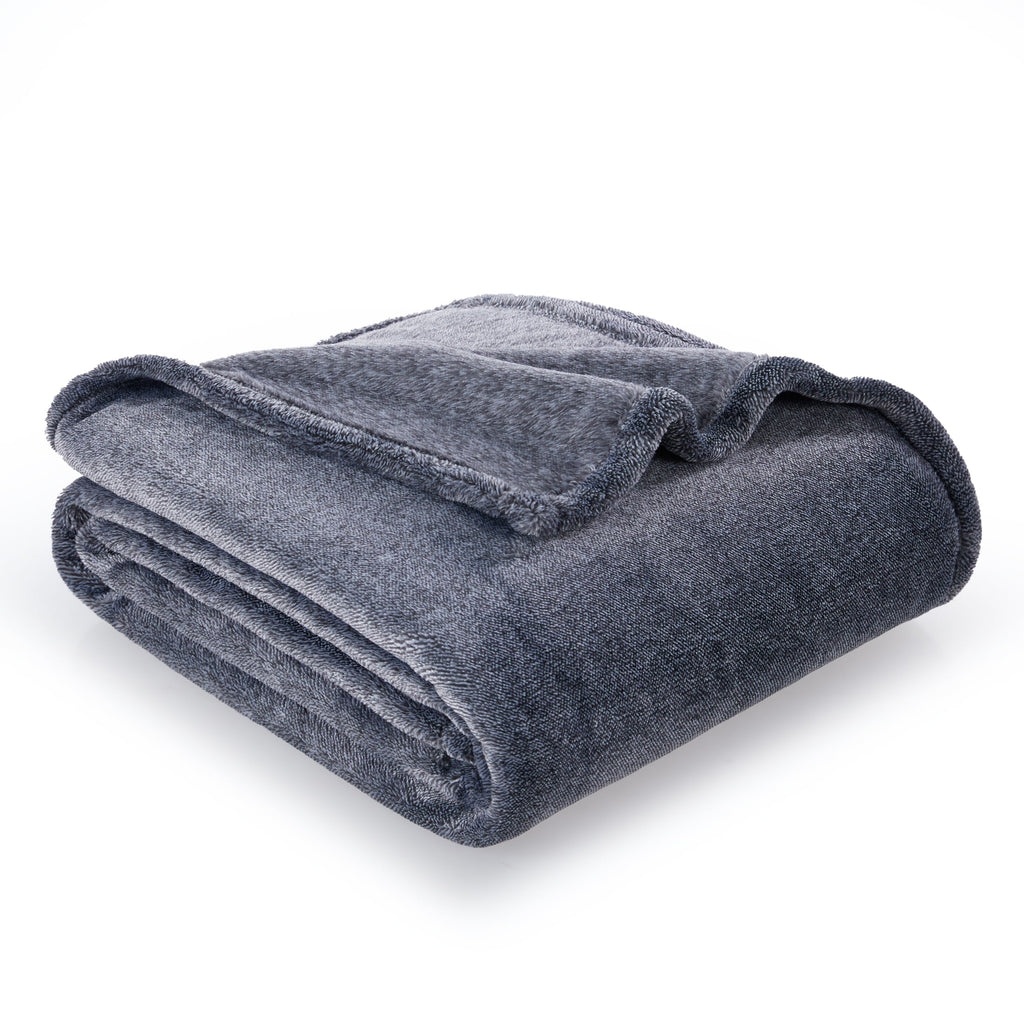 Super Soft Flannel Plush Heathered Soft Oversized Throw Blanket, Gray - Cozy Fleece Throw Blanket for Couch & Bed Detail
