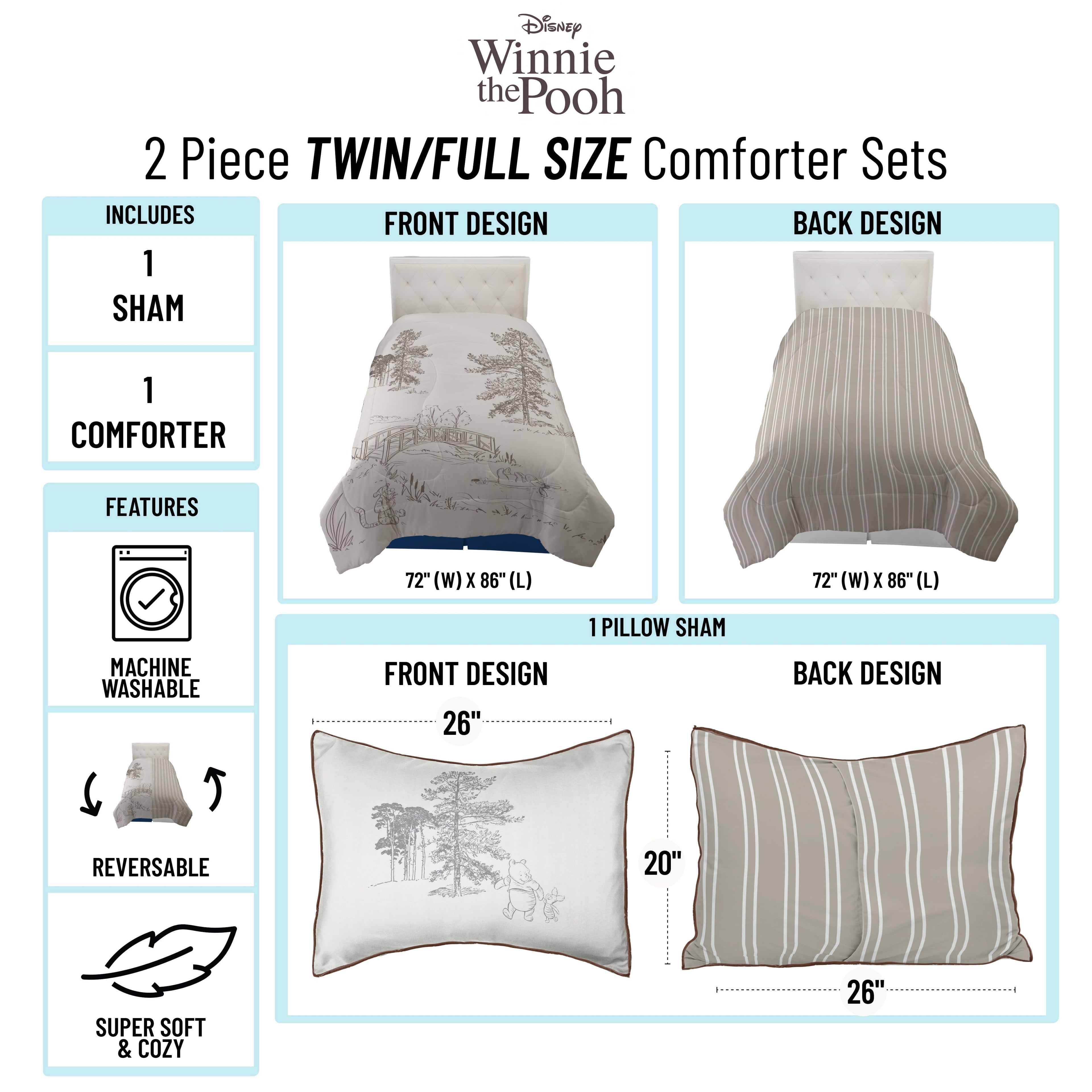 Luxurious Quilted Kids 2 Piece Khaki Comforter and Sham Bedding Set, Twin/Full - Luxurious Quilted Duvet Cover Set Detail