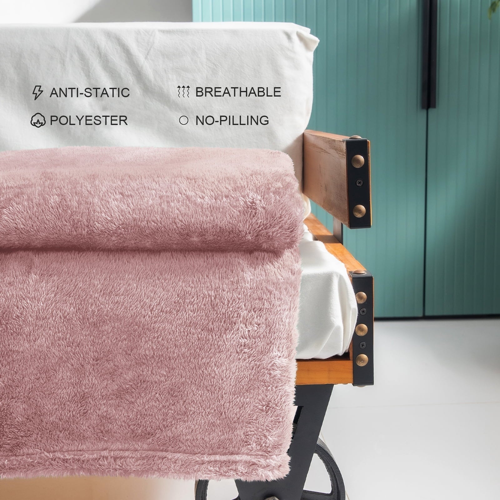 Cozy Fleece Plush Fuzzy Large Fleece Throw Blanket (50" x 70", Dusty Pink)- Soft, Warm and Lightweight - Luxury Knitted Decorative Throw Blanket with Fringes Detail