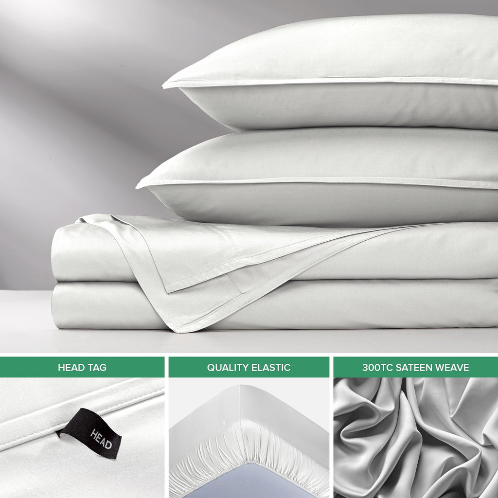 Cooling Sateen Sheets King Size Bed Sheet 4 Piece Set, Genuine 100% Organic Bamboo Viscose, Luxuriously Soft & Cooling, Double Stitc... - Breathable Egyptian Cotton Flat & Fitted Sheets Detail
