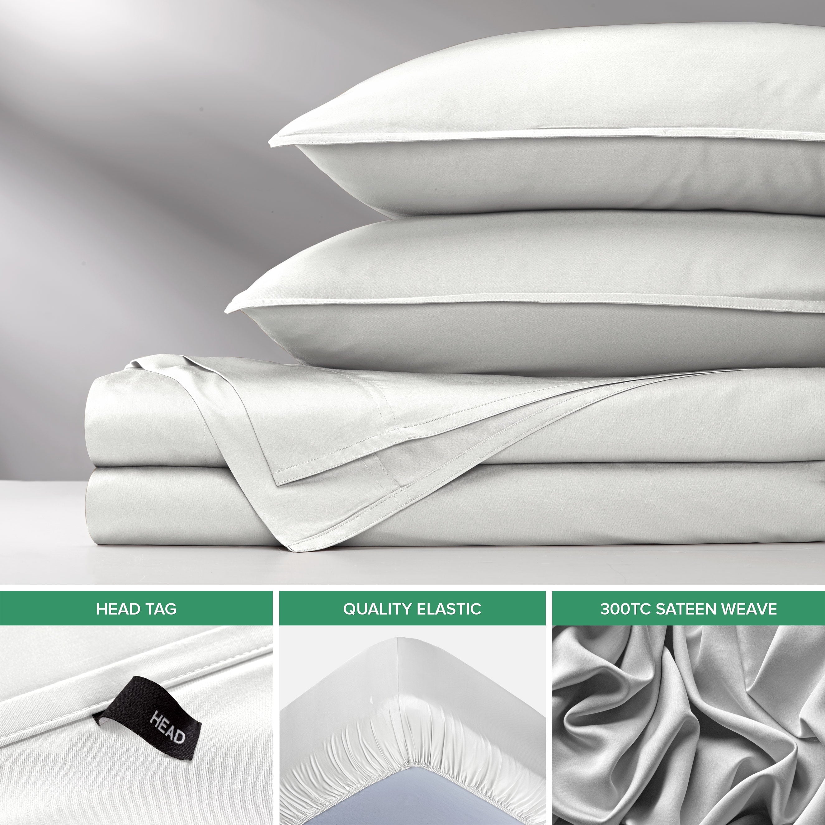 Cooling Sateen Sheets King Size Bed Sheet 4 Piece Set, Genuine 100% Organic Bamboo Viscose, Luxuriously Soft & Cooling, Double Stitc... - Breathable Egyptian Cotton Flat & Fitted Sheets Detail