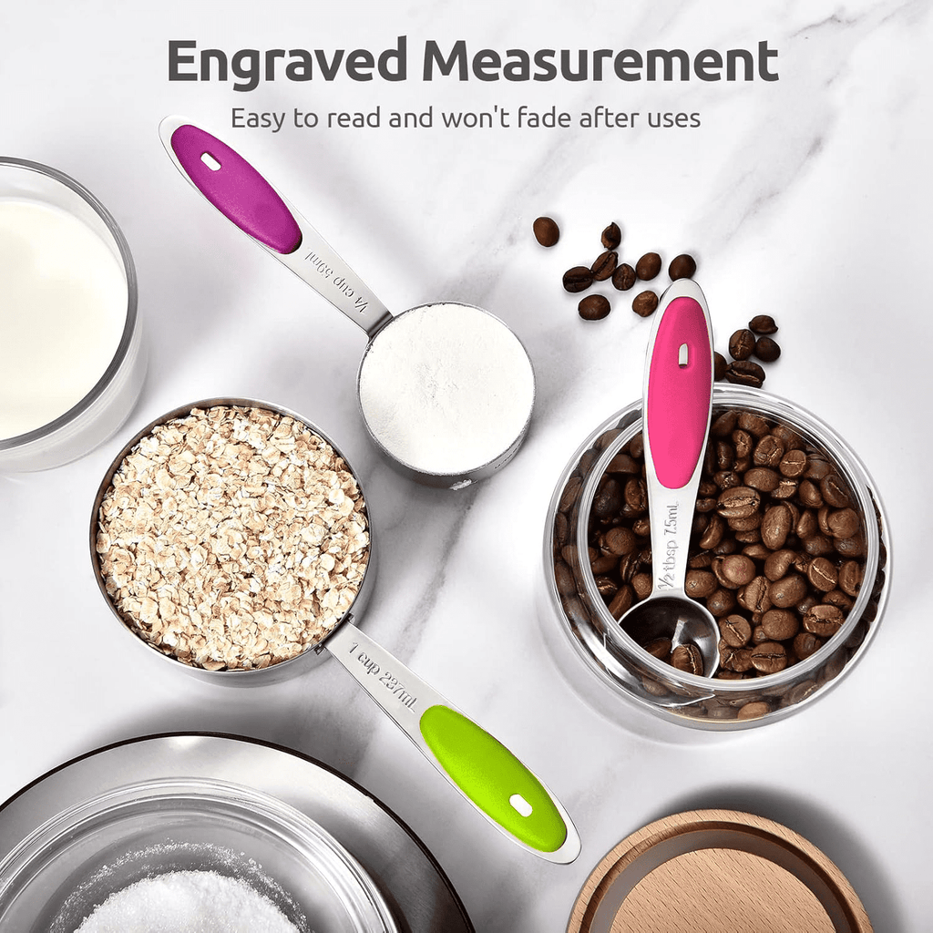 Heavy Duty Stainless Steel Measuring Cups and Spoons Set of 15, 5 Stainless Steel Nesting Measuring Cups & 5 Spoons, 5 Mini Meas... - Professional Kitchen Tool for Culinary Enthusiasts Detail