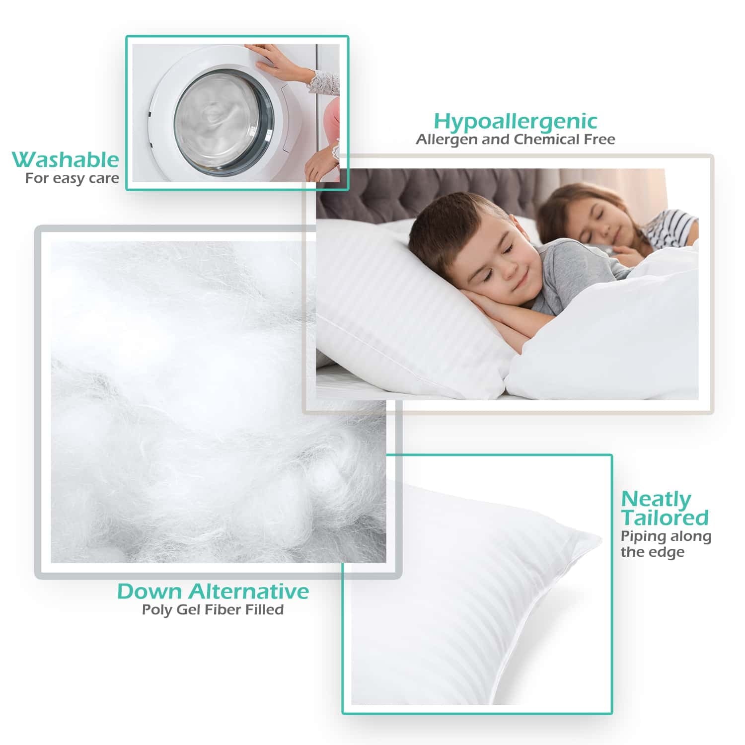 Ergonomic Memory Foam Down Alternative Pillow, Stanard/Queen Pillows for Bed, Soft Supportive Hotel Quality Pillows - Hotel Quality Plush Sleeping Pillows Detail
