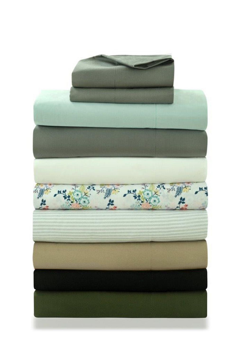 Wrinkle-Resistant Easy Care 300 Thread Count Cotton Rich Percale Sheet Set, King, Grey Stripes - Luxury Bed Sheet Set with Deep Pockets Detail