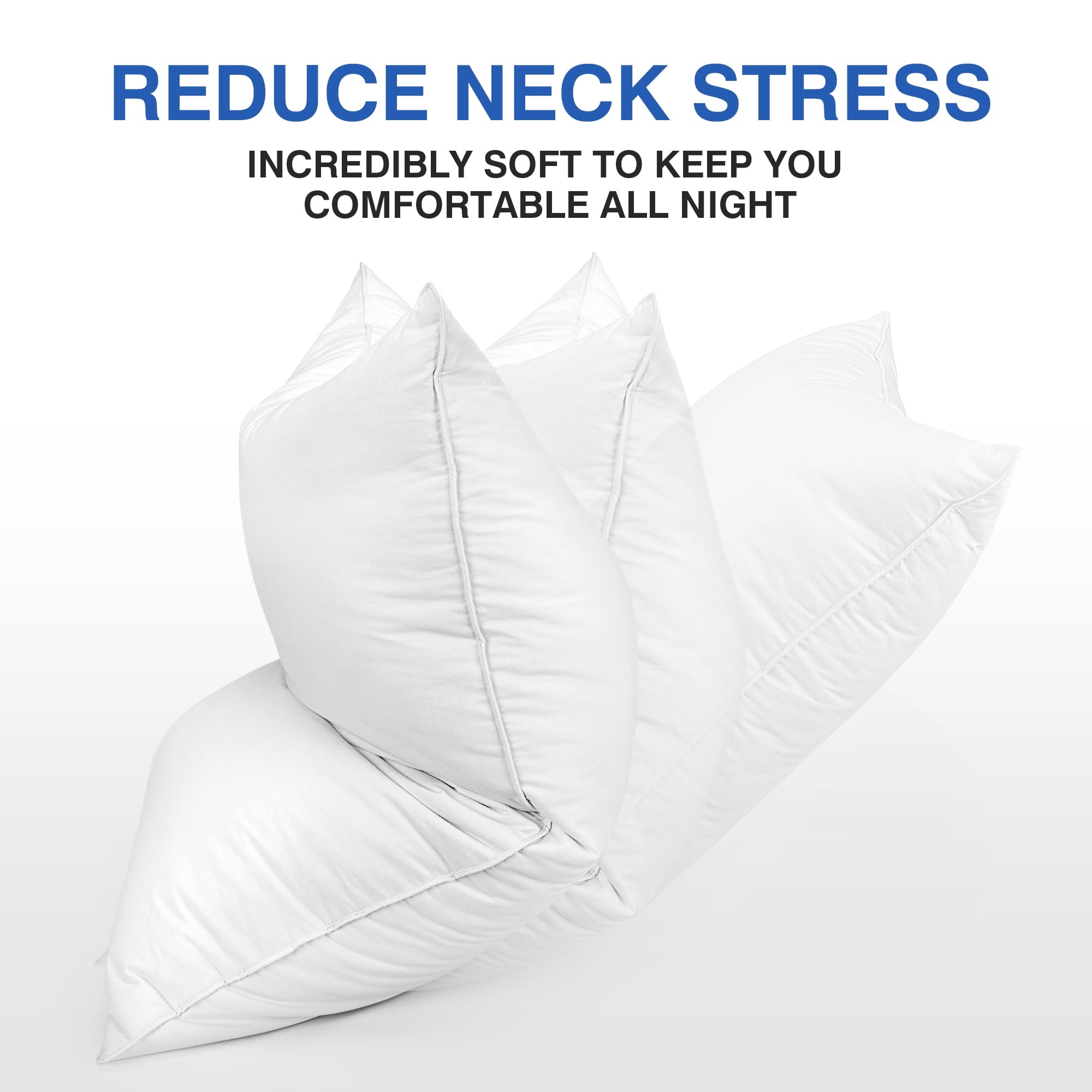 Decorative Plump Pillows and Bed Pillows Queen Size for Sleeping,With 2 Set of Soft Cotton Cover- Pack of 2 - Ergonomic Memory Foam Pillow for Neck Pain Support Detail