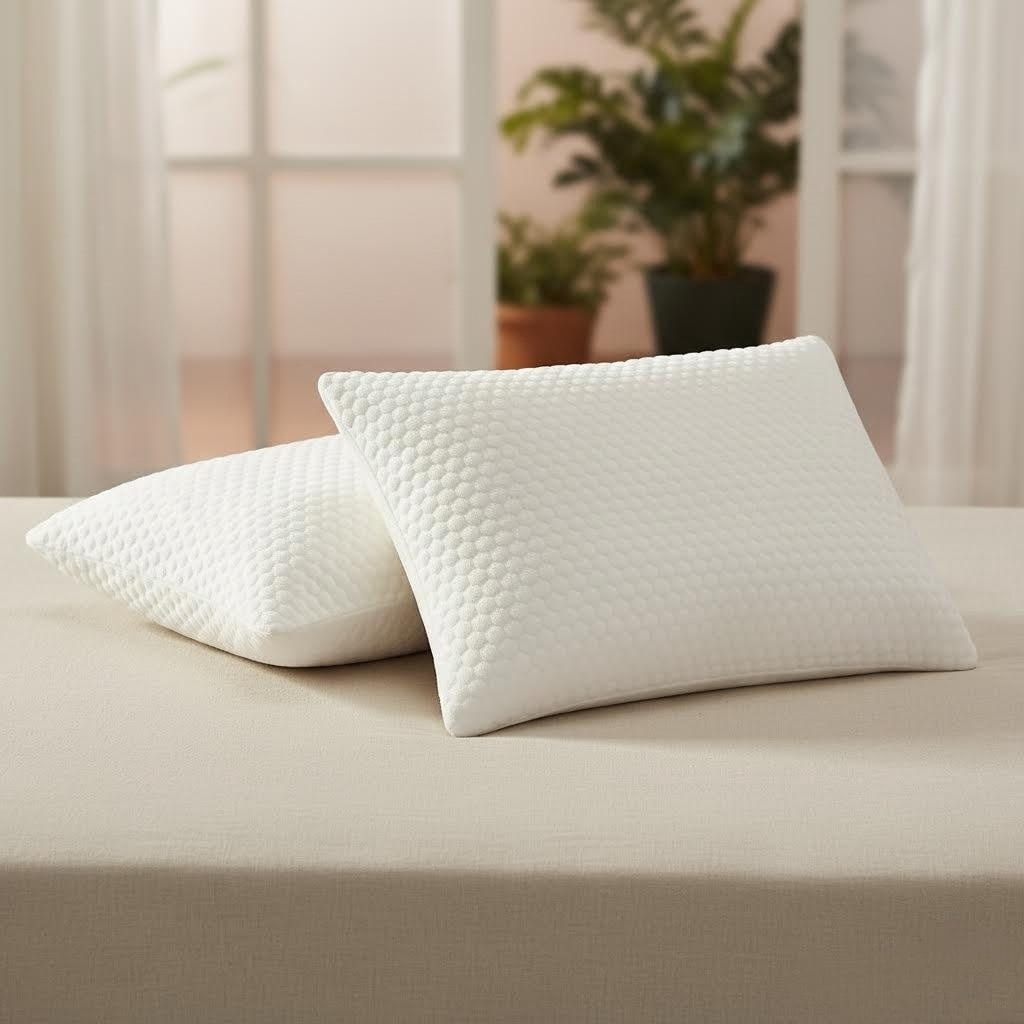 Decorative Plump Queen Size Latex Pillow (2 Pack) Shredded Natural Latex Cooling Bed Pillows for Side & Back Sleepers, Medium Firm Sup... - Orthopedic Shredded Foam Bed Pillow Set Detail