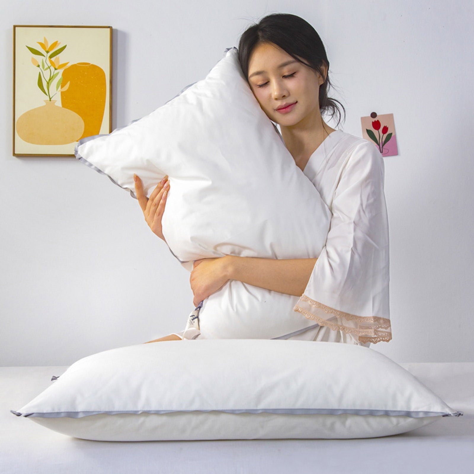 Hotel Collection Bed Pillows for Sleeping, Soft and Supportive Bed Pillow Hotel Collection Pillow, Comfortable Pillow for Side and Bac... - Decorative Throw Pillow Cushion for Sofa & Bed Detail