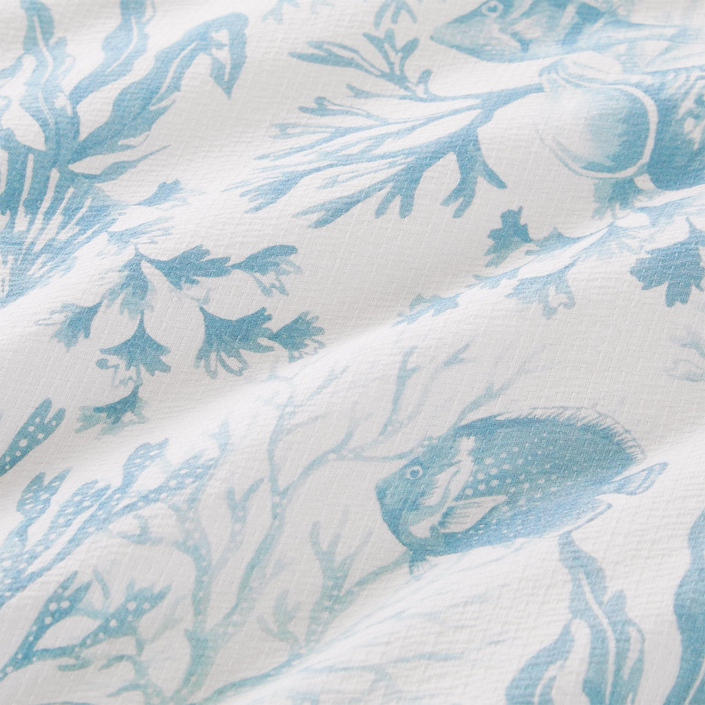 Heavyweight Warmth 3-Piece Lightweight 100% Cotton Blue & White Ocean Print Comforter Set, Full/Queen - Hypoallergenic Ultra-Fluffy Quilt for Winter Detail