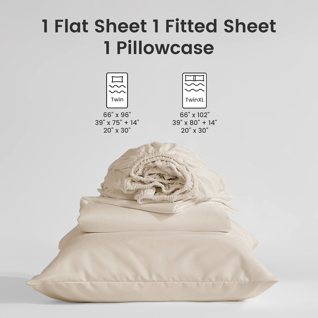 Ultra-Soft Bed Sheet Sets,Ultra Soft Breathable Luxury 4 Piece, (Beige, Queen) - Premium Ultra-Soft Pillowcase Pair for Sleeping Detail
