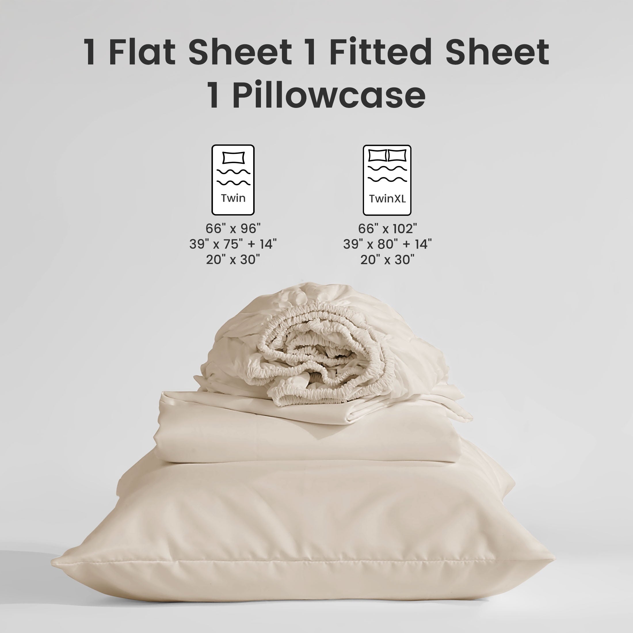 Ultra-Soft Bed Sheet Sets,Ultra Soft Breathable Luxury 4 Piece, (Beige, Queen) - Premium Ultra-Soft Pillowcase Pair for Sleeping Detail
