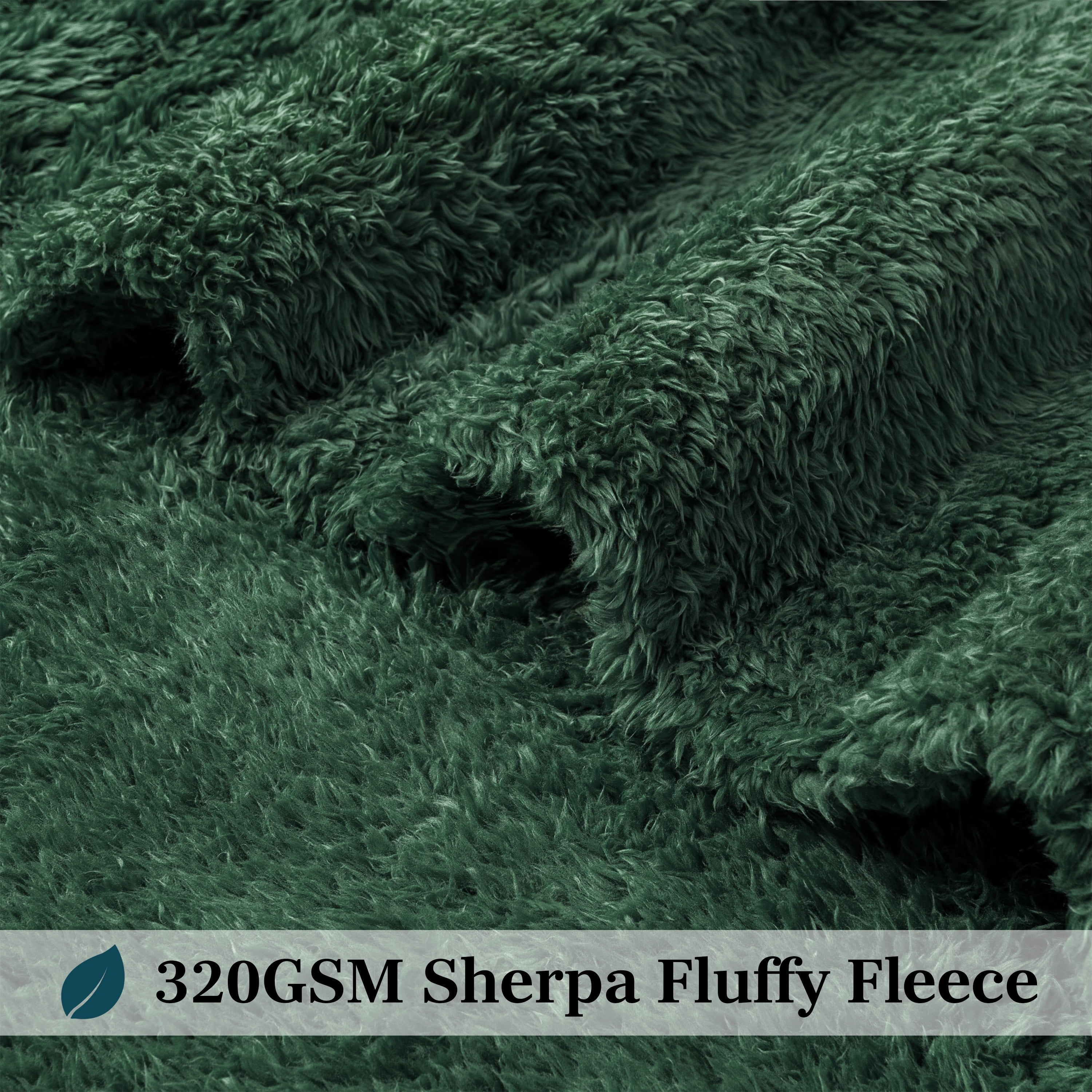 Reversible Sherpa Sherpa Throw Blanket For Couch Sofa, Emerald Green Fluffy Warm Plush Blanket for Bed, Cozy Super Soft Lightweight Thr... - Cozy Fleece Throw Blanket for Couch & Bed Detail