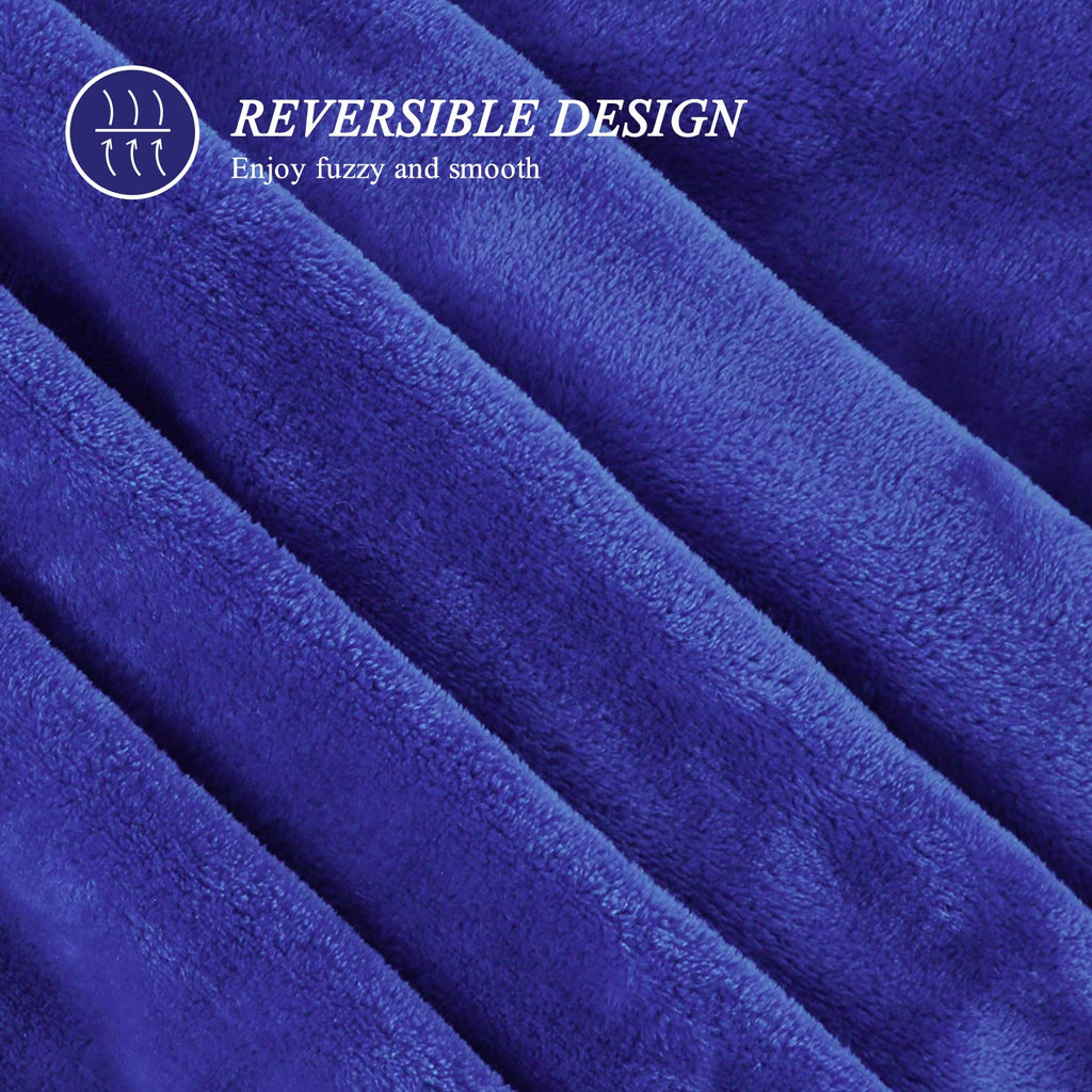 Decorative Knitted Large Navy Fleece Throw Blankets, Throw Size Soft Fuzzy Blanket for Women Men and s, All Season Lightweight Microfibe... - Super Soft Reversible Sherpa Flannel Blanket Detail
