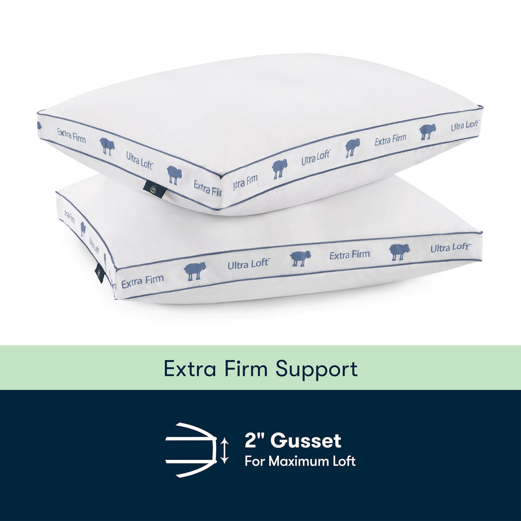 Ergonomic Memory Foam Ultra Loft Standard/Queen Bed Pillow, Extra Firm Support - Decorative Throw Pillow Cushion for Sofa & Bed Detail