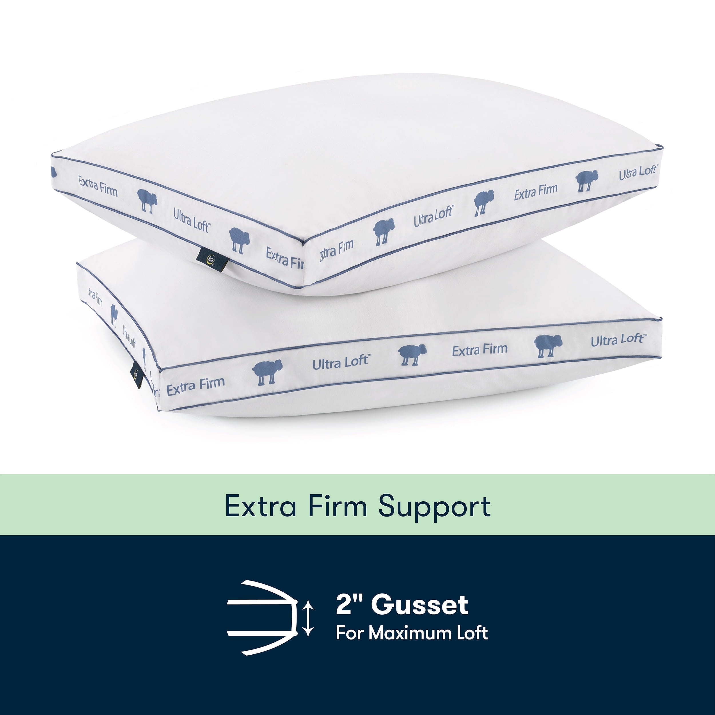 Ergonomic Memory Foam Ultra Loft Standard/Queen Bed Pillow, Extra Firm Support - Decorative Throw Pillow Cushion for Sofa & Bed Detail