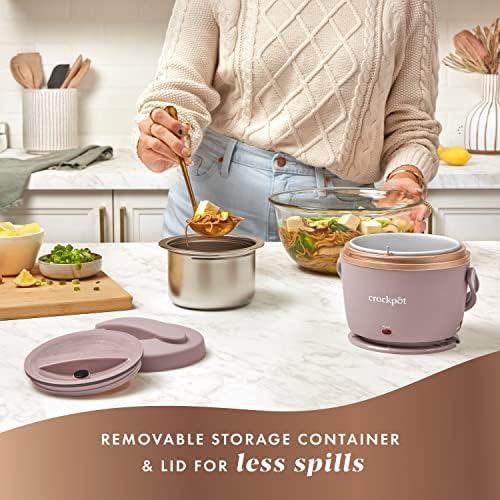 Self-Heating Crock-Pot Electric Lunch Box Food Warmer 20oz – Blush Pink S18G - Mini Personal Food Warmer for Healthy Meal Prep Detail