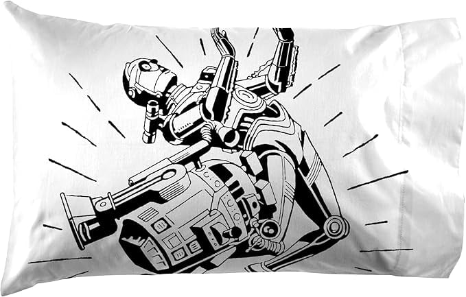 Premium Egyptian Cotton T-Shirt Comic 3 Piece Twin Size Bed Sheets Set - Disney Space Theme Bedding - Premium Ultra-Soft Pillowcase Pair for Sleeping Detail