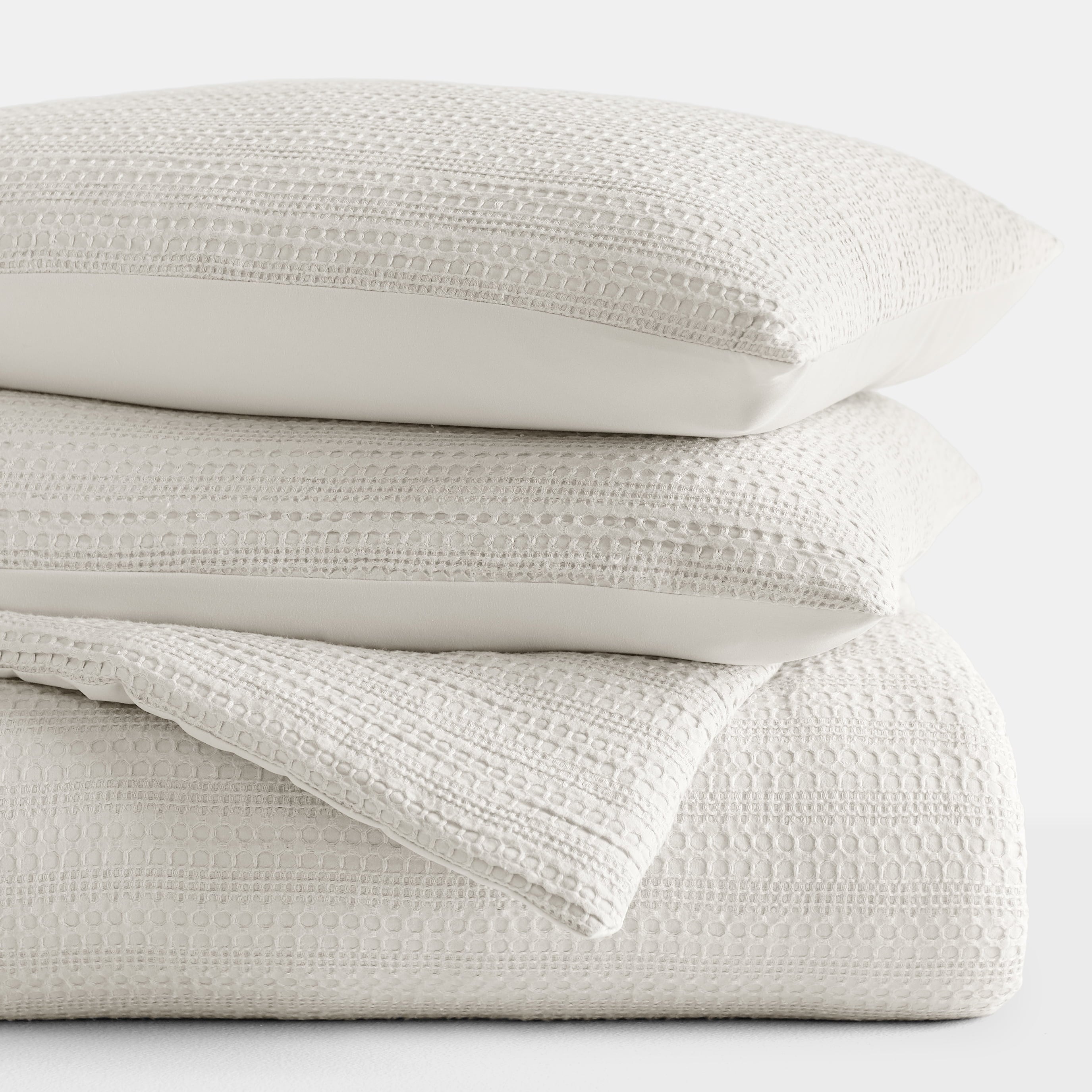 Luxurious Quilted Textured Waffle Comforter Set ins Natural Waffle Comforter Bedding Sets, King/Cal King Size Bedding - Cloud-Like Soft Lightweight Bed Comforter Detail