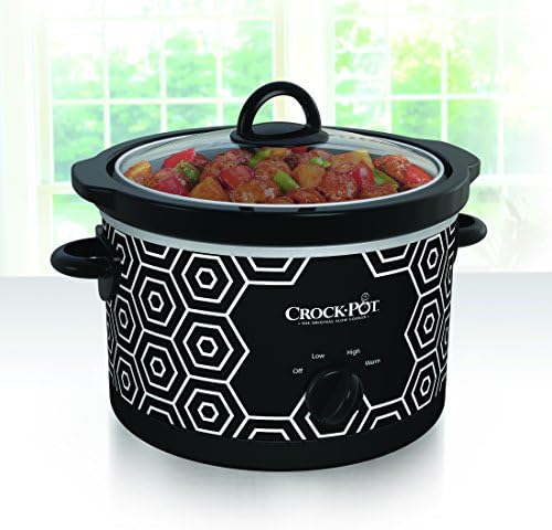 Oval Ceramic Crock-Pot 4.5 Quart Portable Slow Cooker – Black & White S11W - Large Capacity Electric Stew Pot & Slow Cooker Detail