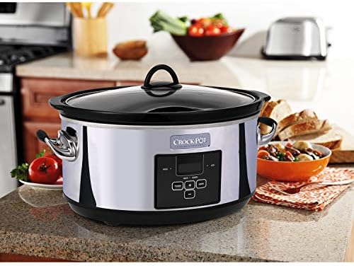 Large Capacity Crock-Pot 7 Quart Programmable Slow Cooker – Polished Platinum S23E - Digital Crock Pot Slow Cooker for Family Meals Detail