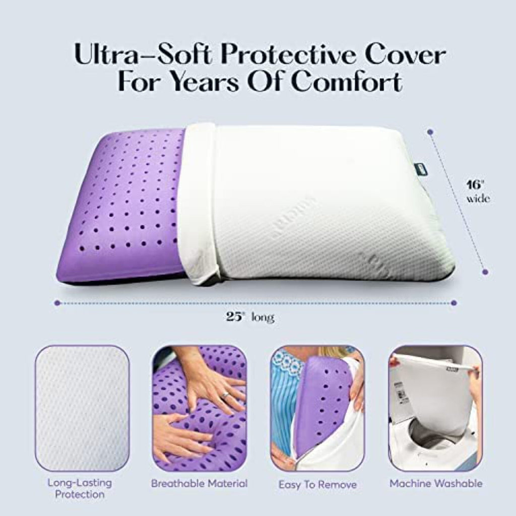 Hotel Collection Plush Zen Bed Pillow, Lavender Scented Cooling Adaptive Memory Foam Queen - Ergonomic Memory Foam Pillow for Neck Pain Support Detail