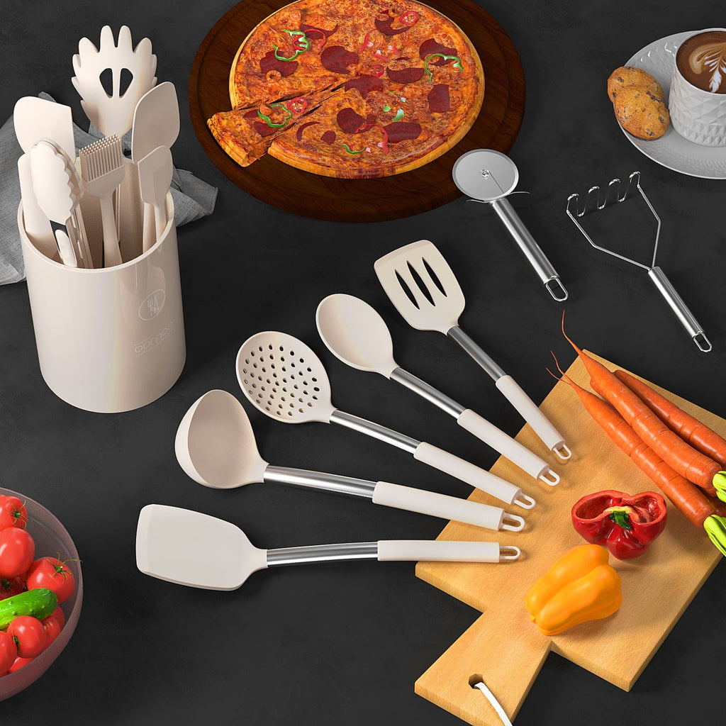 Chef-Quality Silicone Cooking Utensils Set - Heat Resistant Silicone Kitchen Utensils for Cooking, Kitchen Utensil Spatula Set,BPA... - Multi-Purpose Hand Tool for Daily Meal Prep Detail