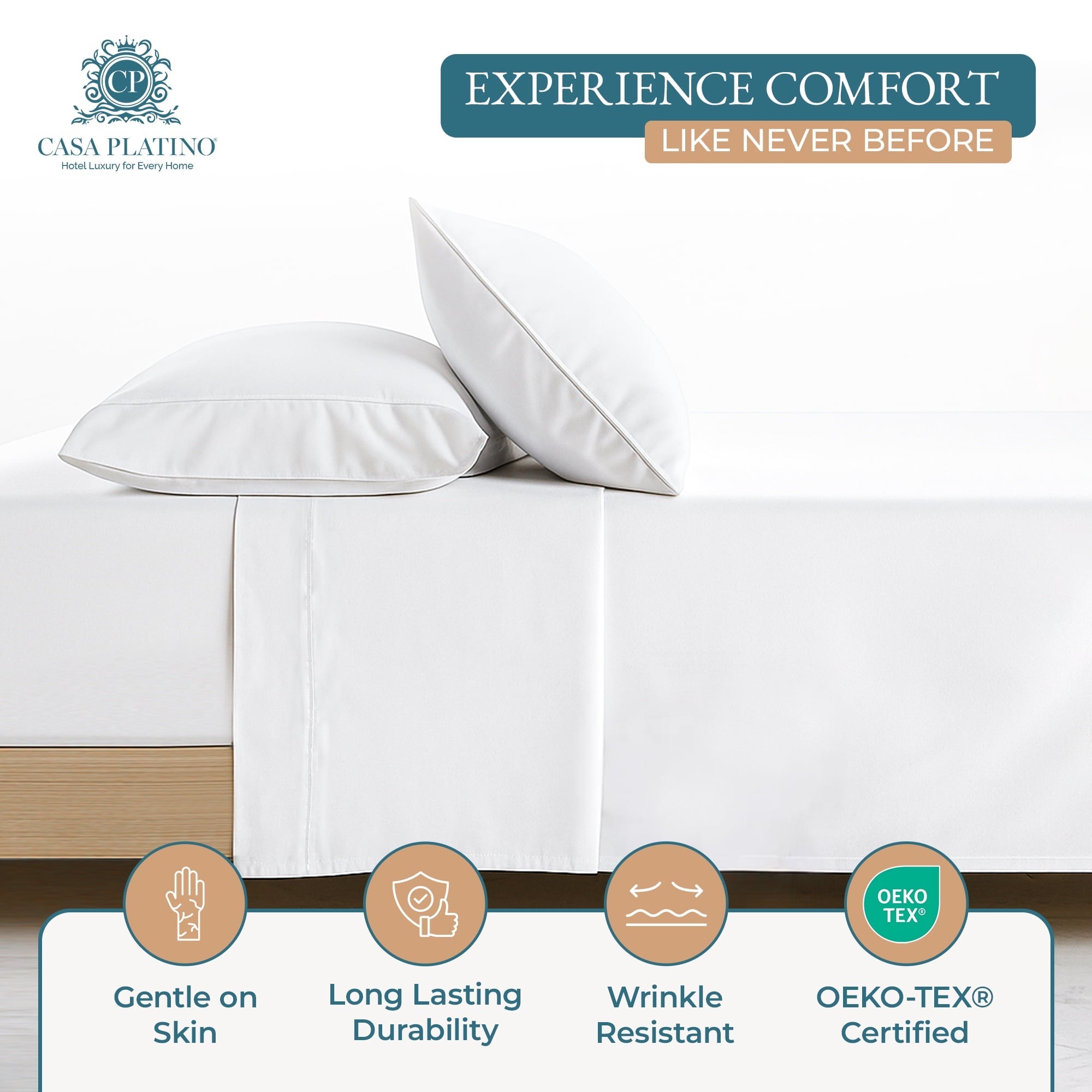 Cooling Sateen Bed Sheets Set – 6 Piece, 600 Thread Count, 100% Cotton Sheets, Hotel Luxury Sateen Finish, 15" Deep Pocket, Easy to ... - Luxury Bed Sheet Set with Deep Pockets Detail